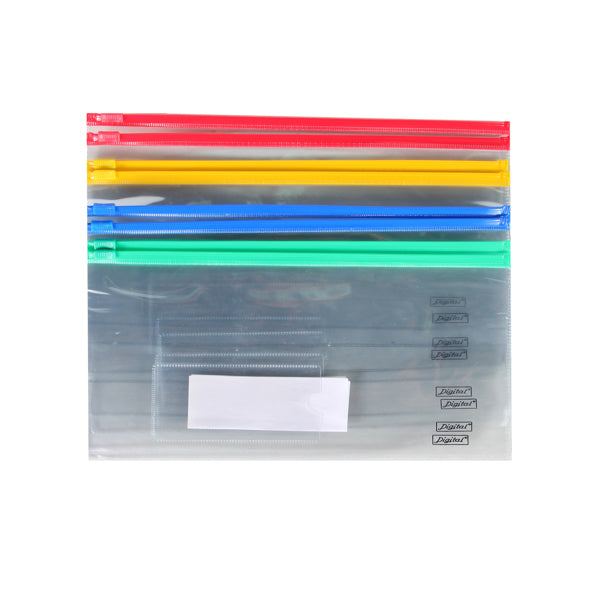 Digital PP Zipper File, Multi Color, Pack of 8