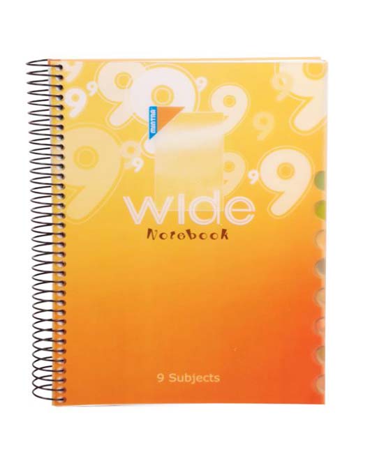 Mintra Wide Notebook, A4(29.5 x 21cm), Lined Ruling, 9 Subjects, 216 Sheets