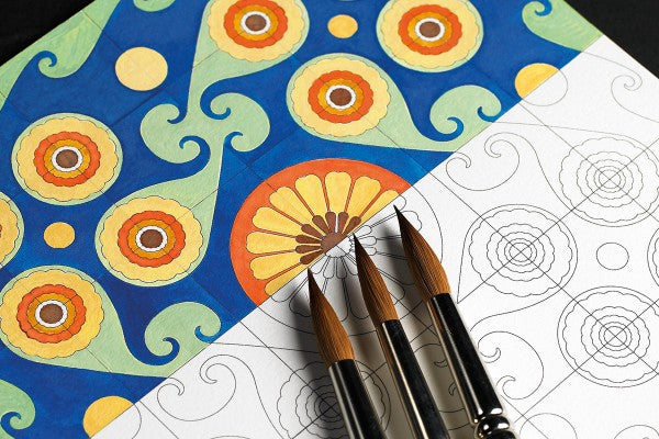 كتاب تلوين تصاميم بلاط برشلونة 6501, تلون بالوان مائية, 20 تصميم, مقاس 15× 15 من بيبين