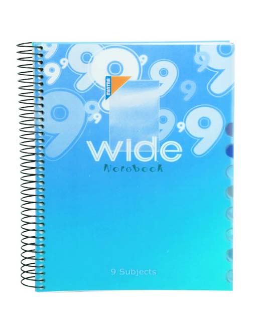 Mintra Wide Notebook,A5 (14.8 × 21cm), Lined Ruling, 9 Subjects, 216 Sheets