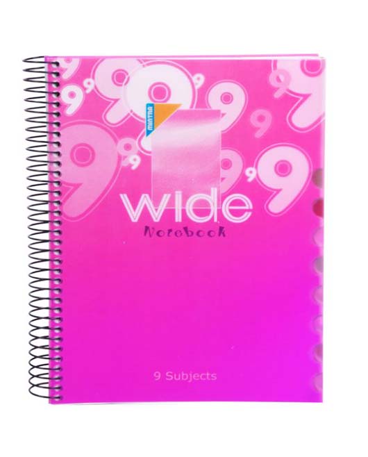 Mintra Wide Notebook,A5 (14.8 × 21cm), Lined Ruling, 9 Subjects, 216 Sheets